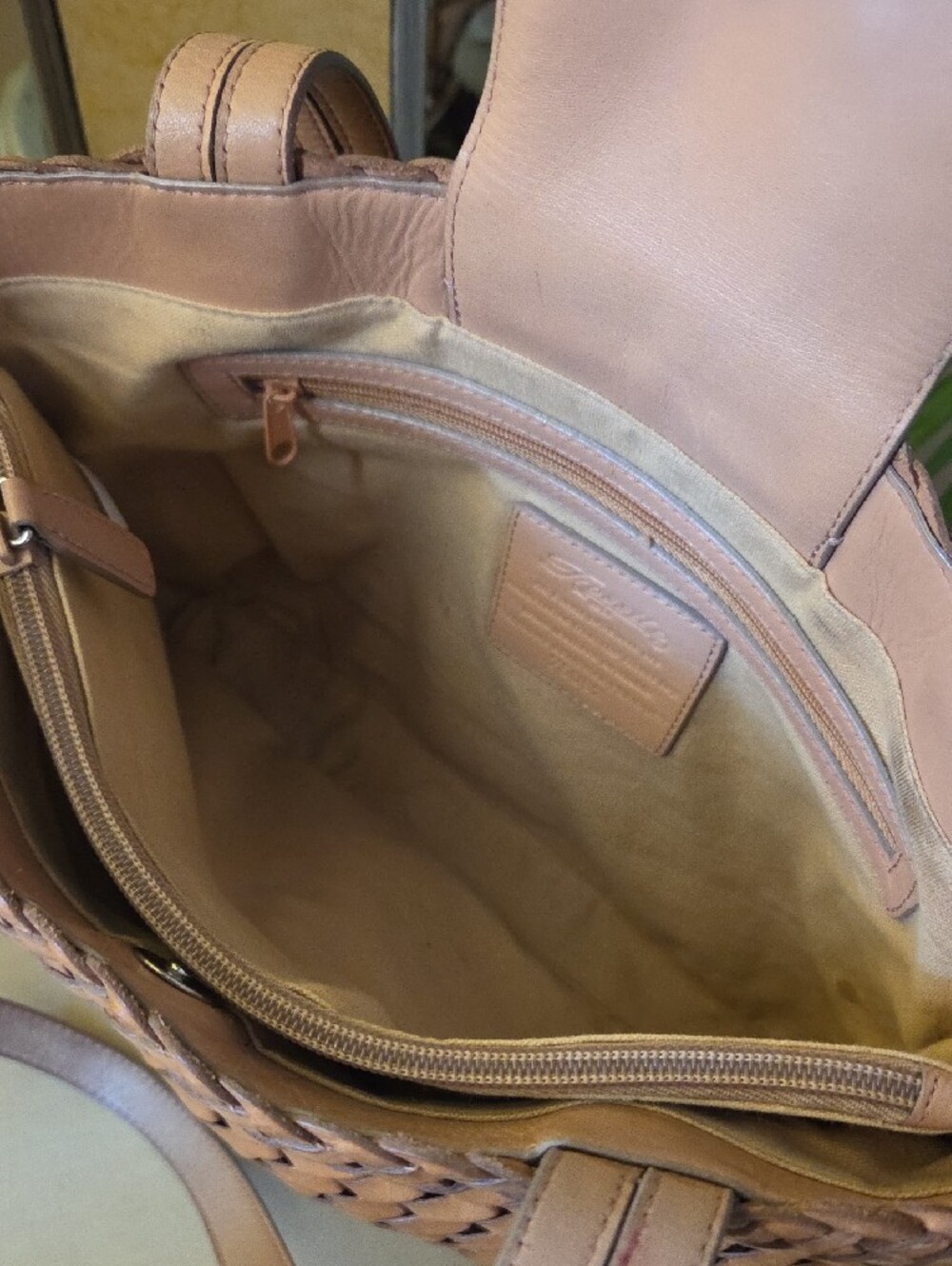 Fossil Woven Leather Tote Bag in Tan - Picture 6 of 11